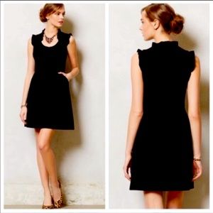 Tabitha Black Sleeveless Scallop-Trim A-Line Dress